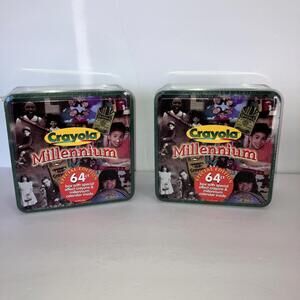 (2) VTG  99’ CRAYOLA Millennium Special Edition Tin 64 Ct Crayons Special NEW